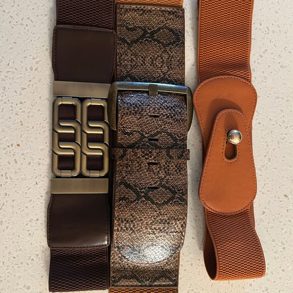 set of 3 Stylish elastic woman Belts - Picture 1 of 5
